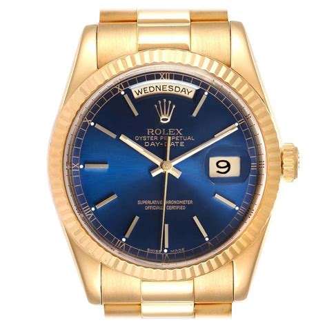 rolex day date gold blaues zifferblatt|Rolex Day-Date heute.